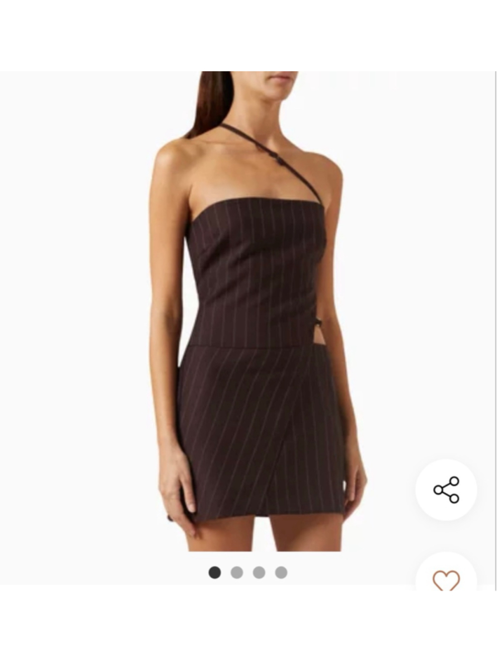 Bec + Bridges Jade Asymmetric Mini Dress Plum Pinstripe- Size 2